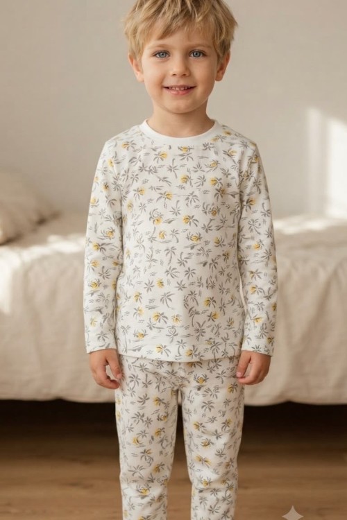 MK00150 Palmiye Pijama Takımı Sarı