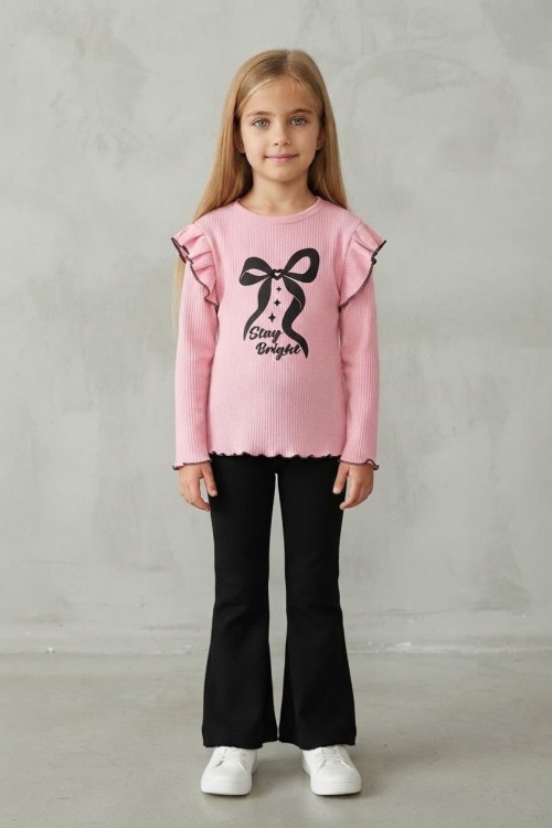 MK00155 Kurdele Alt Üst Fitilli Takım Pembe