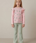 MK00156 Fırfır Detay Fitilli Takım Pembe