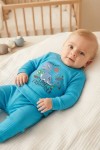 MK00163 Dinozor Pijama Takımı Mavi Açık Mavi