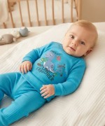 MK00163 Dinozor Pijama Takımı Mavi Açık Mavi