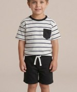 MK0012 100 PAMUK ÇİZGİLİ TAKIM Siyah