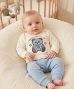 MK00163 Cool Bear Pijama Takımı Bebe Mavi Mavi Geçişli