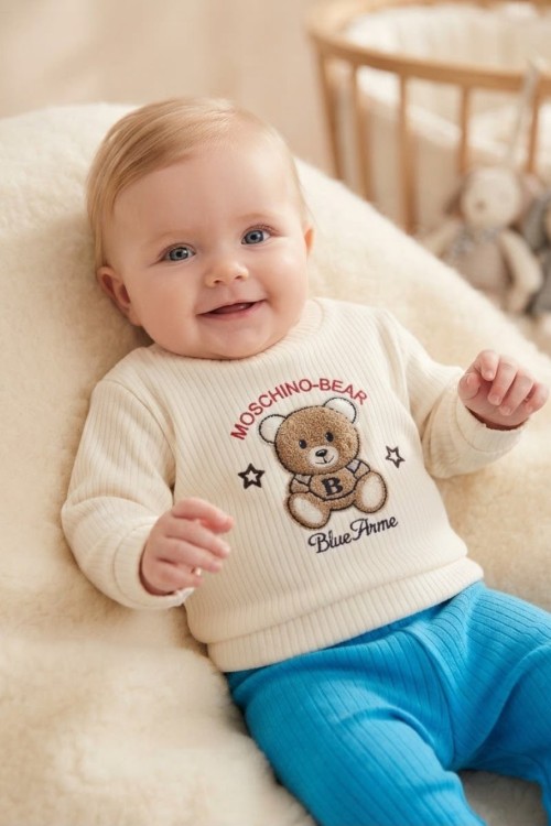 MK00163 Cool Bear Pijama Takımı Mavi Mavi