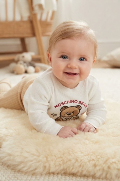 MK00163 Moschino Bear Pijama Takımı Camel Camel