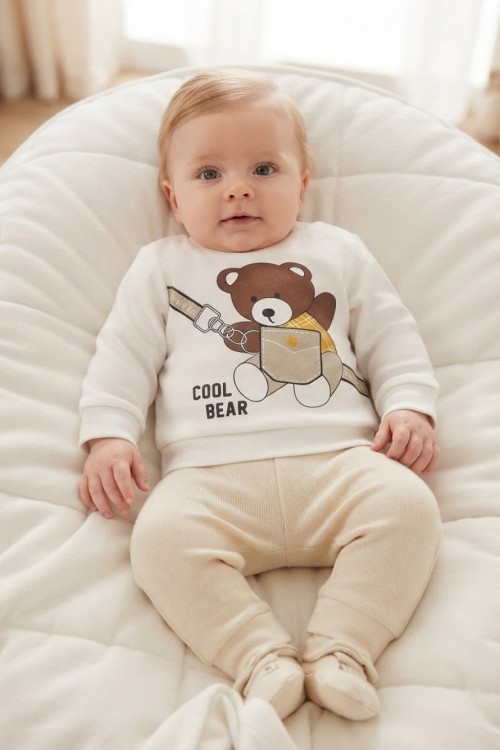 MK00163 Cool Bear Pijama Takımı Bej Bej