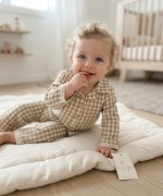 MK00165 Organik Kumaş Dantel Pijama Krem