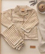 MK00165 Organik Kumaş Dantel Pijama Krem