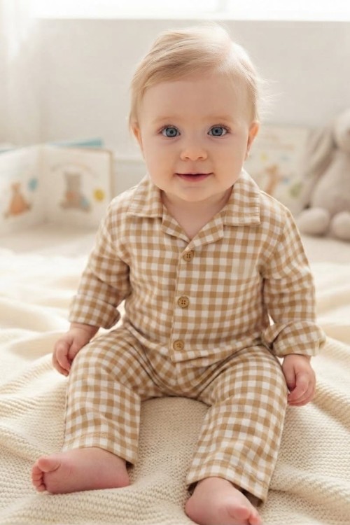 MK00165 Organik Kumaş Pijama Takımı Krem
