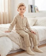 MK00165 Organik Kumaş Pijama Takımı Krem
