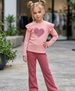 MK00154 Üst Fitilli Alt İki İplik Takım (Kalpli) Pembe