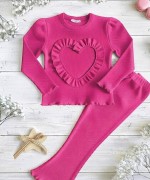 MK00168 Kalp Fırfır Fitilli Takım Pembe
