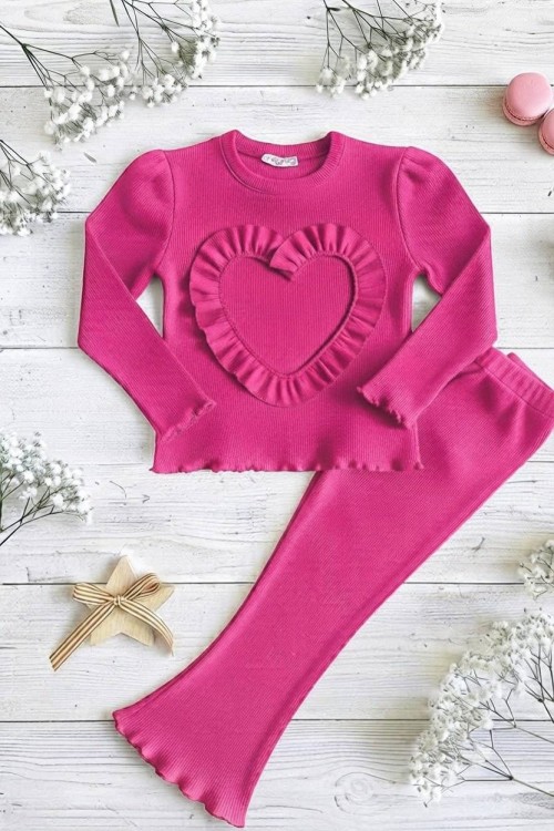 MK00168 Kalp Fırfır Fitilli Takım Pembe
