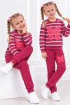 MK00172 Çizgili Kelebek Baskılı Takım Pembe